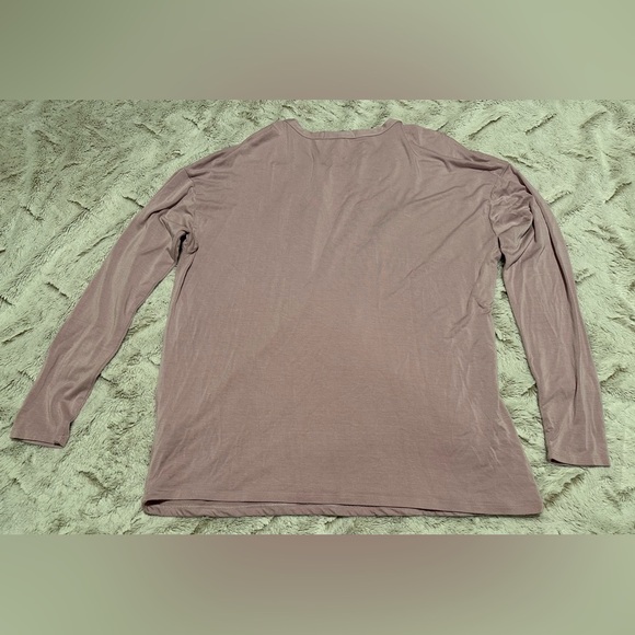 JustFab Mauve Faux Wrap Long Sleeve Top - Picture 8 of 8